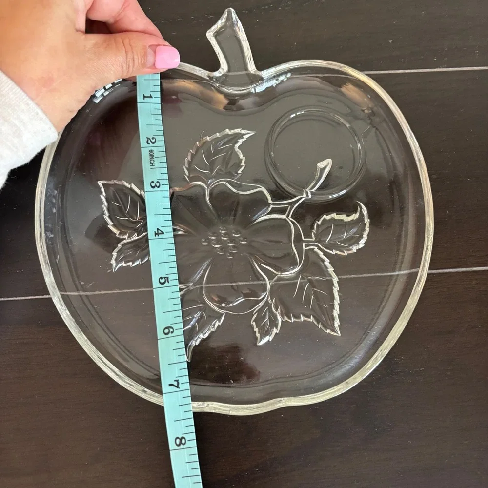 Vintage Hazel Atlas‎ Apple Blossom | Set of 4 | Clear Glass | Snack Plates Only